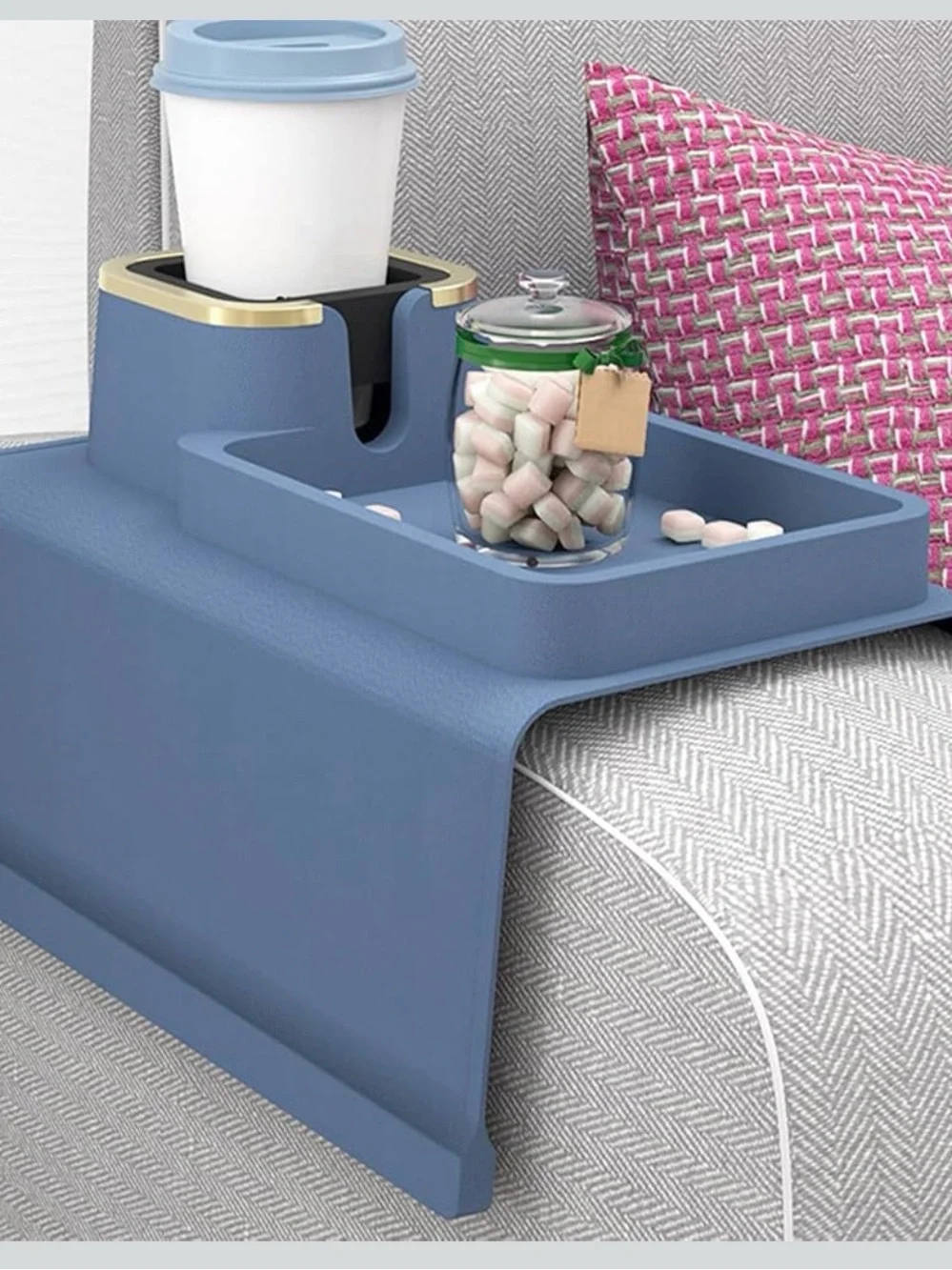 Pongnas Silicone Sofa Armrest Cup Holder Drink Tray Non Slip Couch Organizer